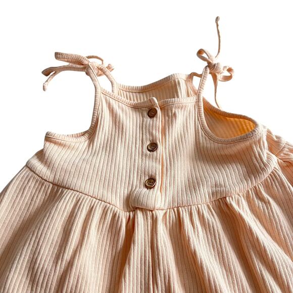 Tocoto Vintage Girls Light Peach Island Tour Ribbed Cotton Sundress size 2 - Picture 4 of 8